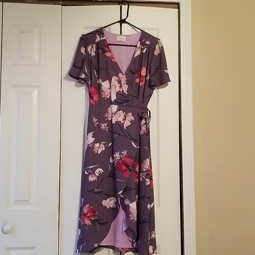 Beautiful soft purple midi wrap dress